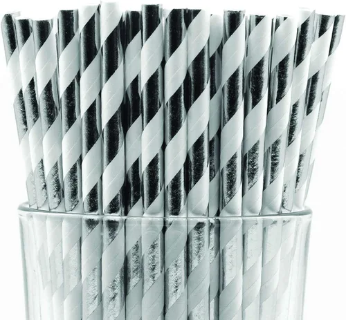 Vista 44 de Paquete de 300 pajitas de papel biodegradables de 4 capas de espirales azul cielo (compostables, no tóxicas, sin BPA)