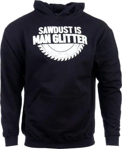 Vista 4 de Ann Arbor T-shirt Co. Sawdust is Man Glitter Funny Woodworking Wood Working Saw Dust Humor Hooded Sweatshirt Hoody