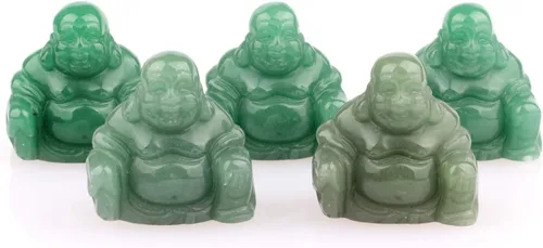 Vista 6 de Figuras de aventurina verde de 1.496 in de cristal curativo tallado riendo feliz Buda Feng Shui riqueza y buena suerte