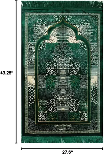 Vista 2 de Modefa Alfombra de oración islámica turca, alfombra de oración Janamaz de terciopelo suave, tapete de oración musulmana para hombres y mujeres