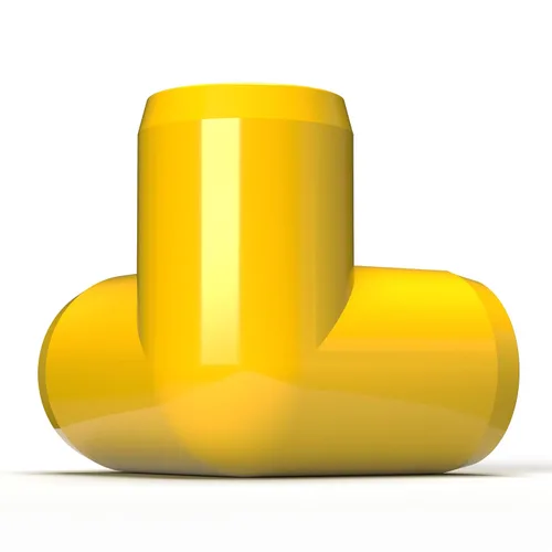 Vista 8 de Codo de 3 vías de PVC de grado para muebles de 1 pulgada en amarillo, fabricado en Estados Unidos, resistente a los rayos UV, a prueba de impactos