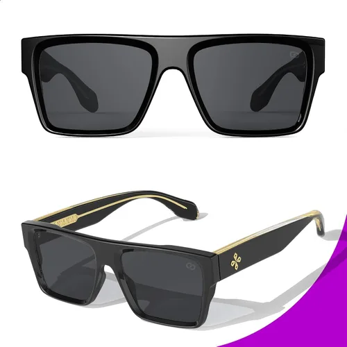 Vista 4 de VISOONE Oversized Square Flat Top Sunglasses Women Men Negro/Gris Profundo