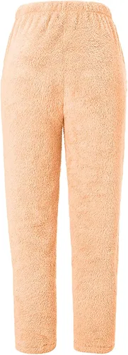 Vista 5 de DPTALR Pantalones de forro polar mullido para mujer, pantalones de invierno acogedores, cálidos y suaves, pantalones largos para dormir, pantalones