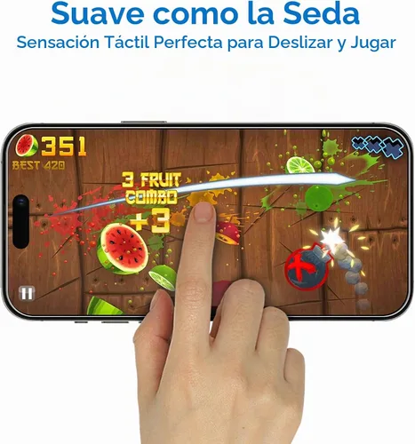 Vista 6 de Mothca Protector de pantalla de vidrio mate para iPhone 15 Pro (6.1 pulgadas), película transparente de vidrio templado antirreflejos y antihuellas