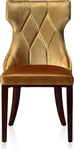 Vista 4 de Manhattan Comfort Reine MDining - Juego de 2, asientos tapizados con costuras de diamante, marco de madera de haya maciza, base de 4 patas, altura