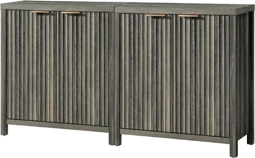 Vista 19 de OAKHAM HOME Oxford Storage Cabinet Fluted Sideboard Buffet with Adjustable Shelves Modern Accent Console Credenza for Hallway, Living Room, Entryway