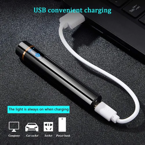 Vista 3 de Encendedor inteligente de huellas dactilares, recargable por USB, resistente al viento, sin llama, mini encendedor eléctrico cilíndrico