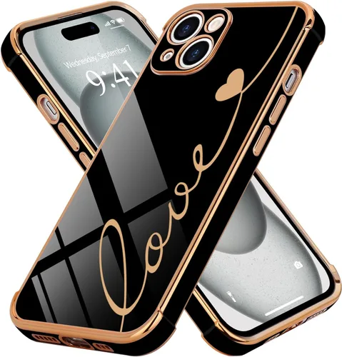 Vista 63 de LCHULLE Funda compatible con iPhone 12 para mujeres y niñas, bonito diseño de corazón de amor con enchapado de lujo, cubierta de TPU suave a prueba