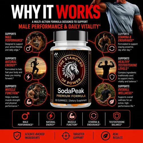Vista 3 de Soda Peak - Gomitas para hombres, SodaPeak Premium Masculino, paquete de 5