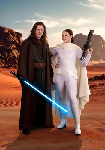 Vista 4 de Disfraz de Padme Amidala de Star Wars para mujer con cinturón de capa y espinilleras Traje de cosplay de Halloween