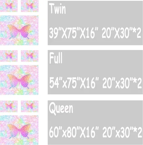 Vista 4 de CVHouse Juego de sábanas de mariposa arcoíris tamaño Queen para niñas, niños, adolescentes – Juego de ropa de cama ajustable de 4 piezas B1