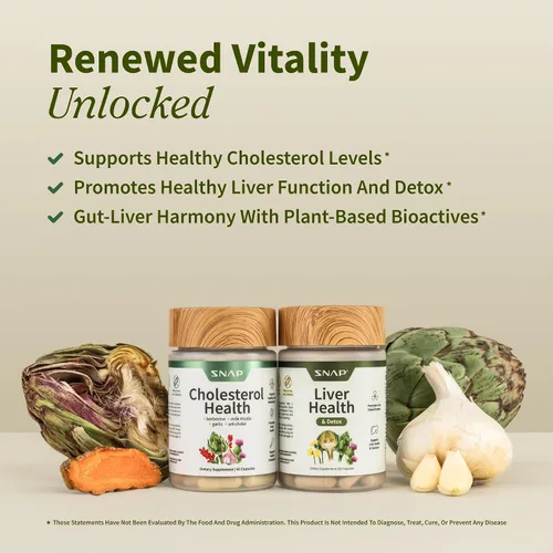 Vista 6 de Snap Supplements Paquete de suplementos para la salud del hígado y desintoxicación y salud del colesterol, apoya la salud del corazón, hígado