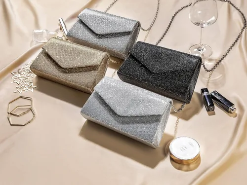 Vista 4 de GEGELE Bolsas de noche brillantes para mujer, bolso de mano con diamantes de imitación para fiesta, graduación, boda