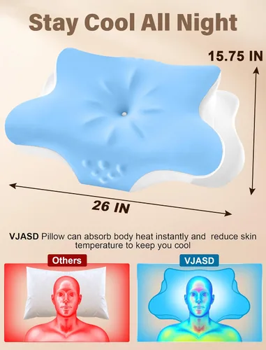 Vista 2 de Almohada cervical para el cuello para aliviar el dolor, almohada ergonómica de espuma viscoelástica para dormir de lado, almohada ortopédica de cama