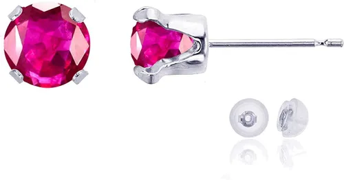Vista 12 de Aretes de tuerca de plata de ley 925 chapados en oro de 14 quilates macizo, oro amarillo, blanco o rosa de 0.236 in Amatista
