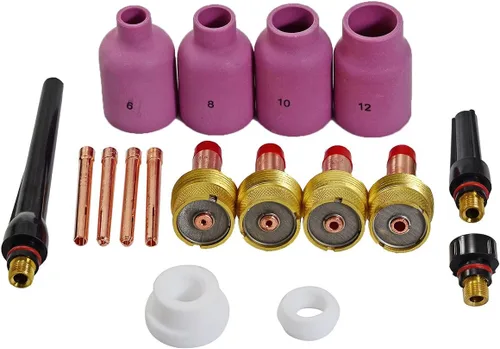 Vista 9 de RIVERWELD 15pcs TIG Stubby Gas Lens Collets cuerpo 17GL116 10N23S (1/16" y 0.063 in) 17GL332 10N24S (3/32" y 0.094 in) Taza de cerámica 53N59 53N61S