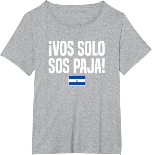 Vista 67 de Camiseta Vos Solo Sos Paja Salvadoran Slang Bandera de El Salvador, Negro