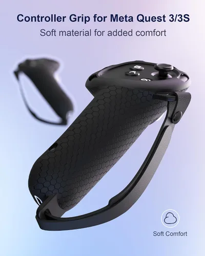 Vista 2 de Charging Controller Grip for Meta Quest 3/3s, Handle Battery Cover and Adjustable Knuckle Strap, Silicone Controller Grip with Rechargeable