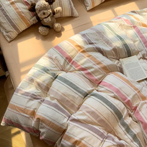 Vista 70 de mixinni Juego de funda de edredón vintage a rayas, tamaño twin, juego de ropa de cama de 3 piezas, 100% algodón lavado, suave y transpirable, funda