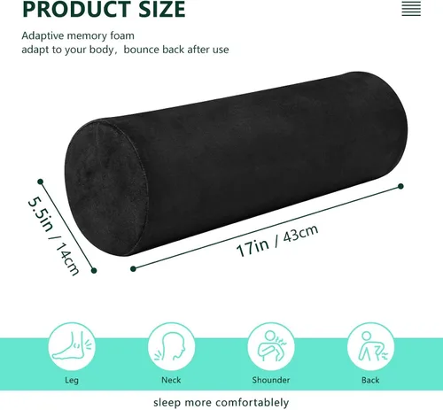 Vista 3 de Almohada de almohada cervical para el cuello, almohada redonda para espalda, almohada cilíndrica pequeña, soporte de espalda de espuma
