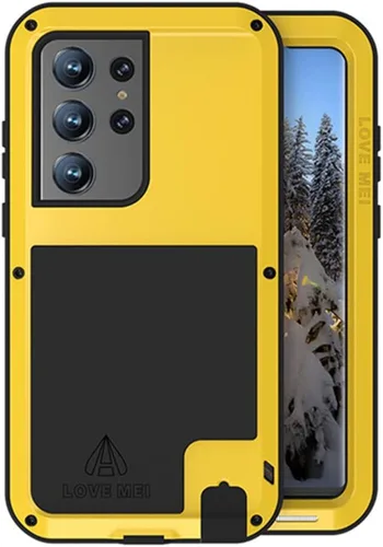 Vista 8 de LOVE MEI Funda de metal para Samsung Galaxy S23 Ultra, resistente al aire libre, de aluminio, resistente a prueba de golpes, protección contra Rojo