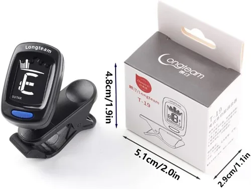 Vista 2 de AXLOFO® Afinador de guitarra con clip para todos los instrumentos, ukelele, guitarra, bajo, mandolina, violín, banjo, pantalla LCD, rotación de 360