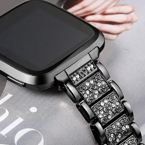 Vista 2 de Correa compatible con Amazfit Bip 5, Lamshaw de liberación rápida de 0.86 pulgadas para mujer, correa de repuesto ajustable de metal con diamantes