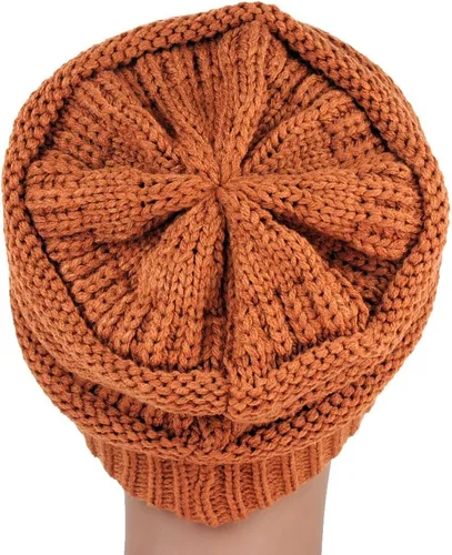 Vista 3 de C.C - Gorro de punto trenzado, elástico, moderno, grueso, suave y abrigado