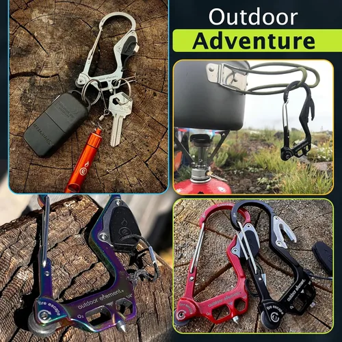 Vista 7 de OUTDOOR ELEMENT Herramienta de escape de emergencia, cortador de cinturón de seguridad, rompecristales, herramienta multiusos, encendedor, mosquetón