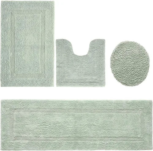 Vista 70 de Better Trends - Juego de 2 alfombras de baño 100% algodón, extra suaves, con borlas, de 17" x 24", alfombra de baño superabsorbente y reversible