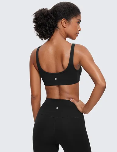Vista 42 de CRZ YOGA Butterluxe - Mini brasier para mujer, cuello redondo, de bajo impacto, inalámbrico, deportivo, yoga, acolchado, para entrenamiento