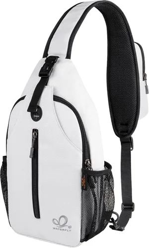 Vista 121 de Waterfly - Mochila cruzada tipo bandolera para viajes y caminatas, bolsa de pecho, Gris, talla única