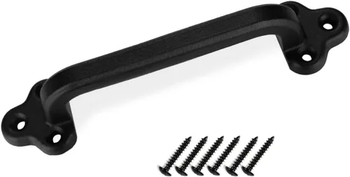 Vista 37 de Tirador Clásico de Puerta – Tirador de Acero Resistente para Portones, Puertas de Granero, Cercas Exteriores, Negro, 7 Pulgadas
