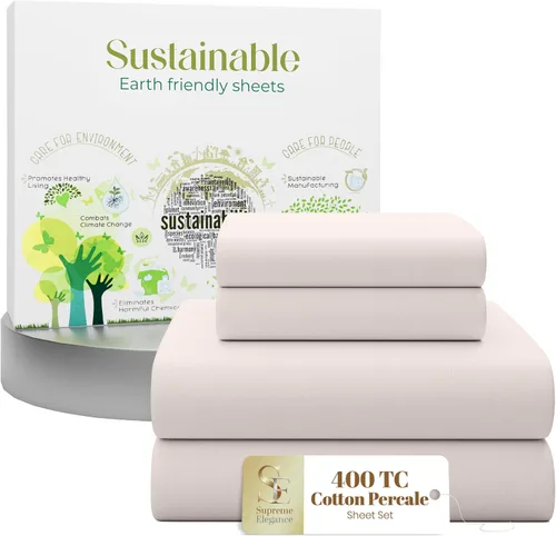 Vista 11 de Purity Home - Juego de sábanas 100% algodón de 400 hilos, percal refrescante, con bolsillo profundo elástico, ropa de cama de 3 piezas, lujo
