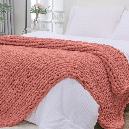 Vista 8 de Bigacogo - Cobija de punto grueso de 40 x 40 pulgadas, de felpilla, 100% tejida a mano, cobija pequeña de punto trenzado suave y grueso, con nudo