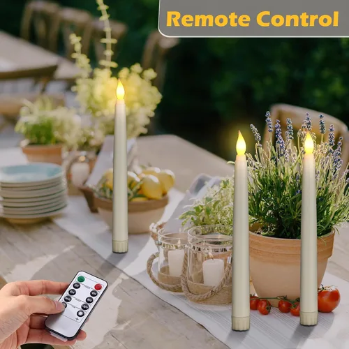 Vista 4 de Tuanse Paquete de 24 Velas Cónicas Parpadeantes Sin Llama de Navidad con Control Remoto y Temporizador, Velas Cónicas LED de Luz Blanca Cálida que