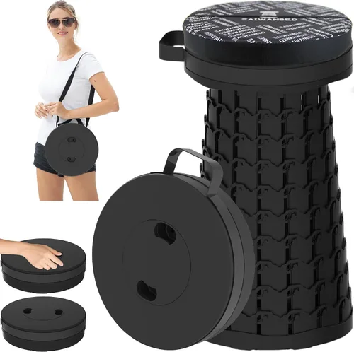 Vista 10 de Taburete plegable mejorado de 18.1 pulgadas con correa ajustable, taburete plegable ligero, capacidad de carga de 600 libras, taburete de campamento