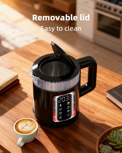 Vista 5 de [Usado] Tetera Eléctrica Auriswell con Control de Temperatura, Hervidor de Agua Inteligente de Vidrio para Té, Café y Hervir, Apagado Automático