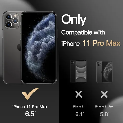 Vista 2 de JETech Funda magnética mate para iPhone 11 Pro Max, color negro Compatible con MagSafe, parte trasera mate translúcida, protección delgada a