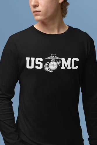 Vista 4 de Lucky Ride Marine Corps Bull Dog Front and Back USMC - Camiseta de manga larga para hombre