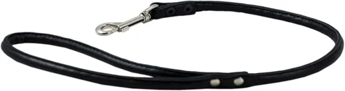 Vista 4 de Dogs My Love Correa corta redonda de cuero enrollado genuino para perros de 24 "de largo 3/8" de ancho, negro para razas medianas