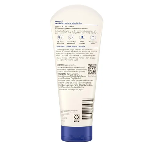 Vista 7 de Aveeno Skin Relief - Loción Hidratante Fórmula triple de avena y manteca de karité, absorción rápida, no comedogénica, piel sensible muy seca