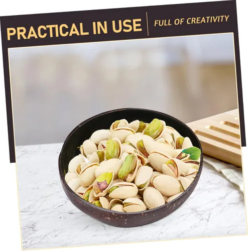 Vista 4 de KESYOO Cuenco de cáscara de coco natural, contenedor decorativo para dulces, frutos secos, cuenco de almacenamiento con patrón único para la entrada