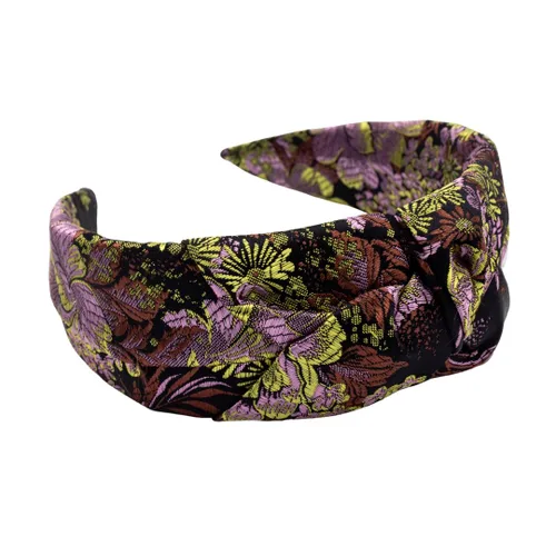 Vista 14 de Diadema anudada para mujer (beige con perlas), diadema ancha anudada, beige con ribete de encaje y perlas pequeñas