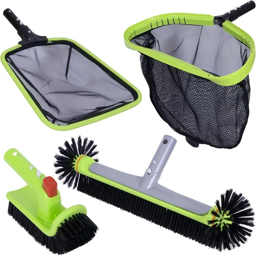 Vista 8 de Kit de limpieza de piscina de lujo que incluye red profesional para desnatar hojas, cabezal de cepillo de piscina de 17.5 pulgadas, cepillo