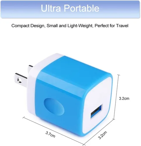 Vista 5 de Cargador de teléfono Android, paquete de 4 adaptadores de corriente de 1A/5 V con cable micro USB de nailon trenzado de carga rápida de 6 pies