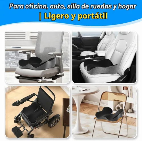 Vista 6 de Dreamer Car Cojín de asiento para alivio del dolor de coxis y ciática Negro y gris