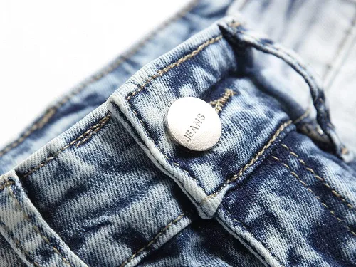 Vista 3 de Vaqueros de lujo con letra del rey príncipe bordados Straigt Slim Fit