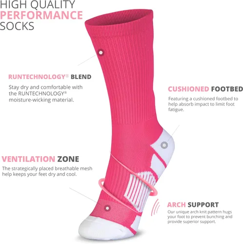 Vista 3 de ChalkTalkSPORTS Calcetines de equipo personalizados - Calcetines con números rosados Elige tu número