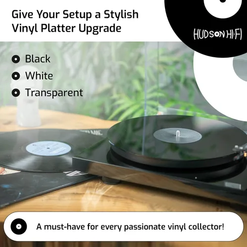 Vista 7 de Tapete acrílico para tocadiscos – 11.75 pulgadas de disco de vinilo negro – Tapete acrílico mecanizado de precisión con hueco de etiqueta